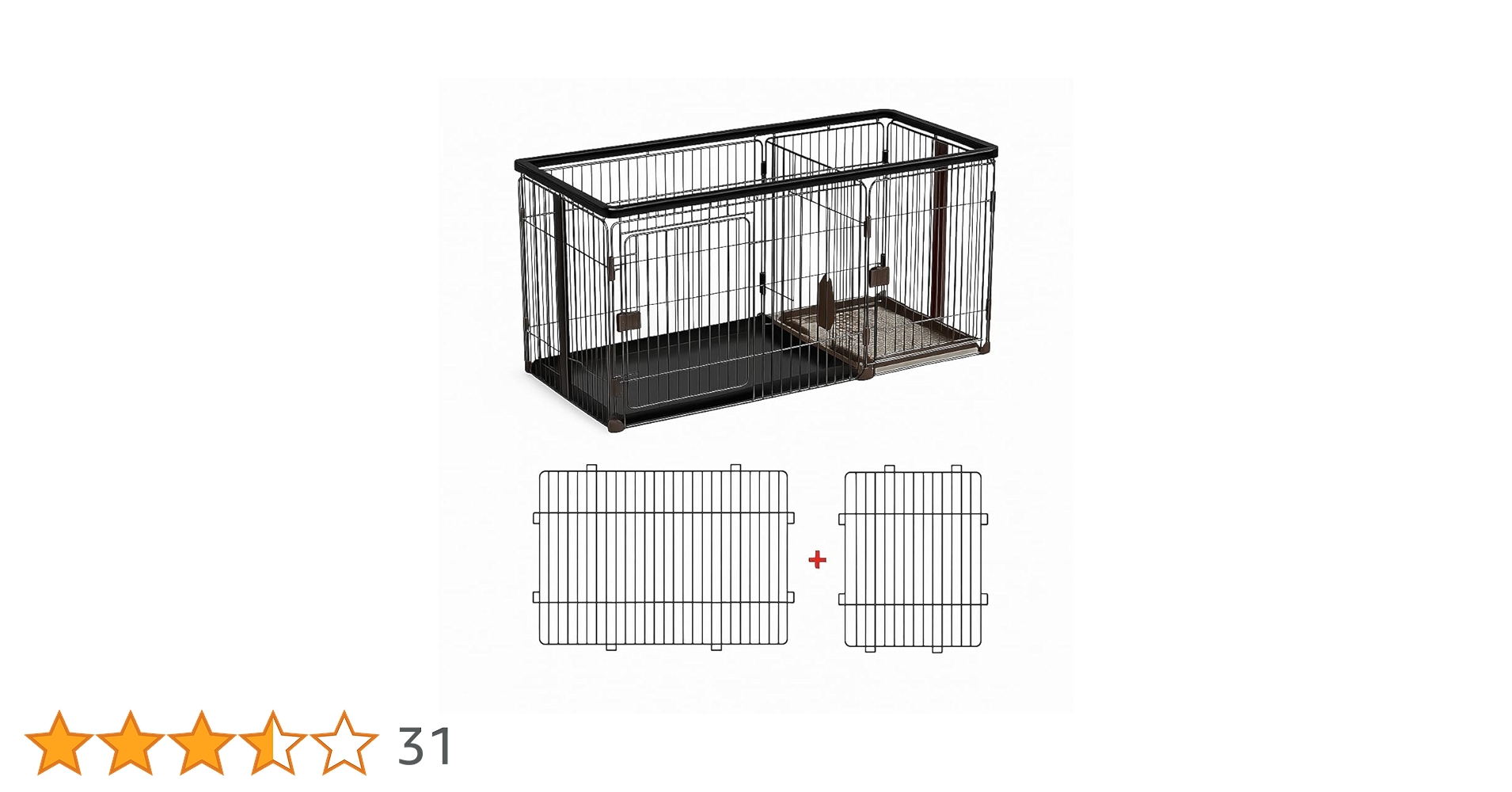 トイレ付き犬用ケージ 幅146cm ブラック 20241121135649_1.jpg